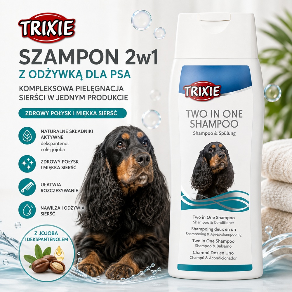 Trixie Szampon z Odżywką 2w1 dla Psa Naturalny Lśniąca Sierść 250ml.jpg